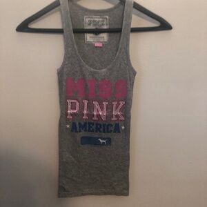 Victoria’s Secret Pink Bling Gray Tank Top XS NWOT